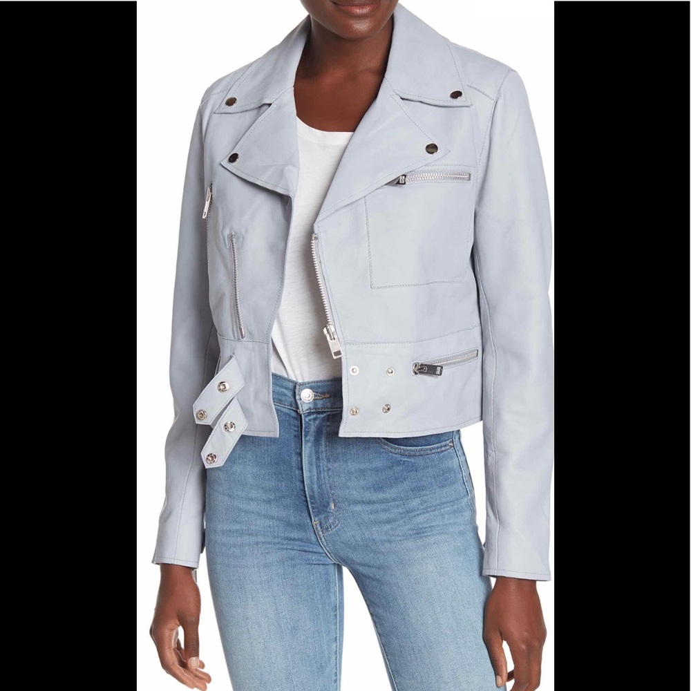 💎WALTER BAKER “TERRY” CRYSTAL BLUE LEATHER JACKET